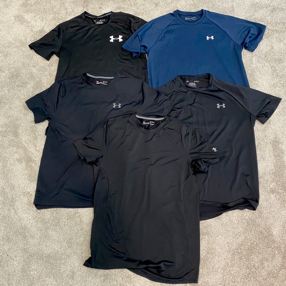 Lot of 5 Men’s Medium Under Armour Shirts Quick Dry Material